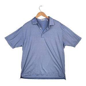 Oliver Ridley Blue Striped Short Sleeve Causal Work Polo Men's Size XL